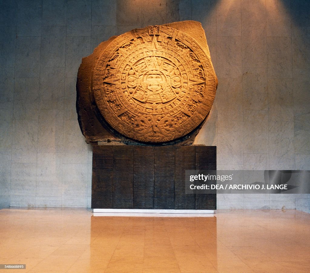 The Sun Stone, Aztec calendar stone, carved basalt monolith from ...