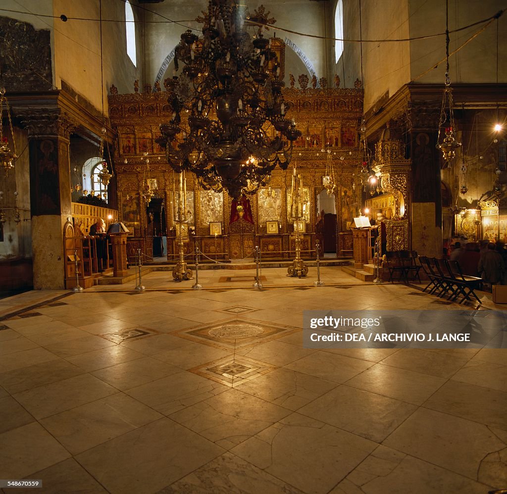 The altar of the Basilica of the Nativity...