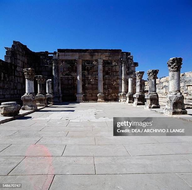 The interior of the synagogue, 4th-5th century AD, Capernaum, Galilee, Israel.