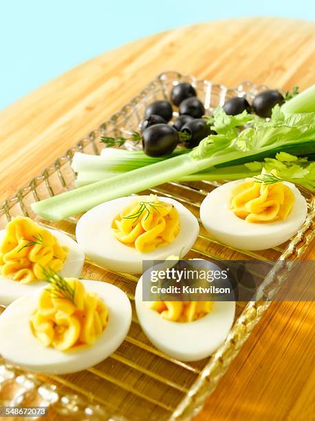 deviled eggs - deviled egg stock pictures, royalty-free photos & images