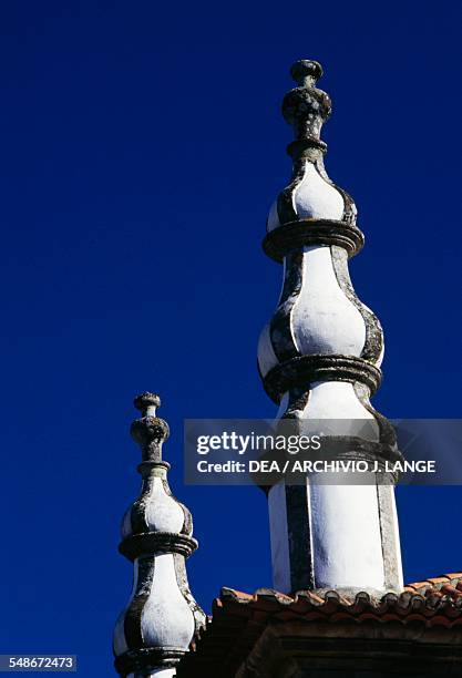 The chimneys of the Solar de Mateus or Mateus Palace, residence of the Counts of Vila Real, Vila Real, Norte. Portugal, 18th century.