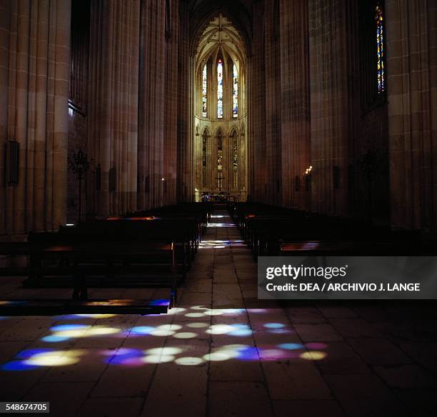 Central nave of the church, Batalha monastery or Monastery of St Mary of the Victory , Batalha, Centro. Portugal, 15th century.