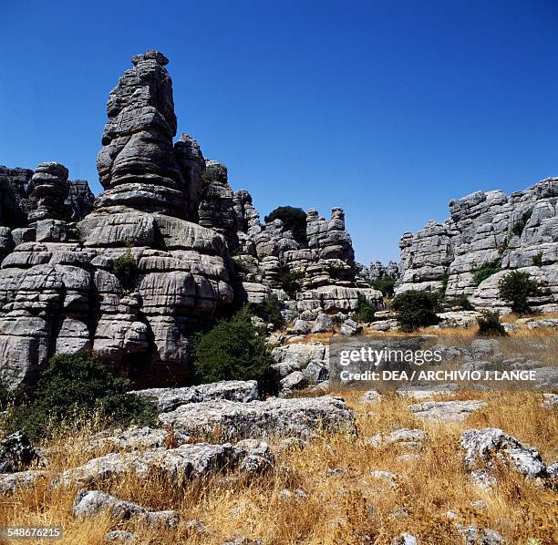 Karst rock formations in the Torcal de Antequera, nature reserve, Andalucia, Spain.