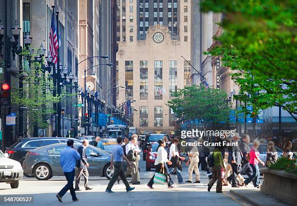 business area - chicago street stock pictures, royalty-free photos & images
