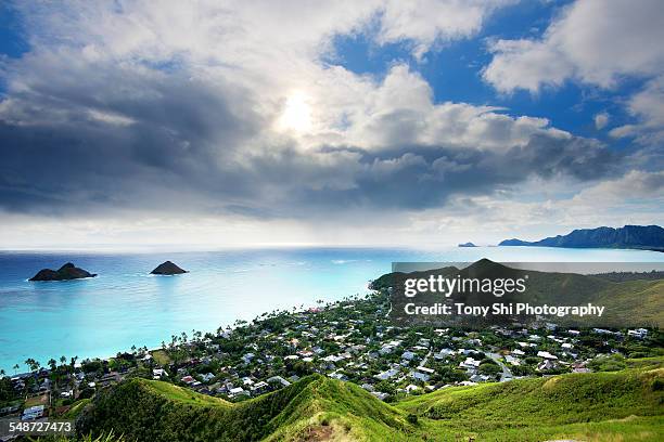 lanikai beach, oahu island, hawaii - kailua stockfoto's en -beelden