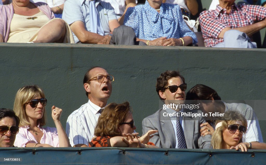 Jacques Chirac And Nicolas Sarkosy at the Roland Garros tournament