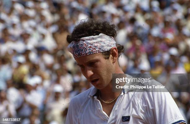 Tennis Champion John McEnroe At Roland Garros Tournament, Paris, June 1985.