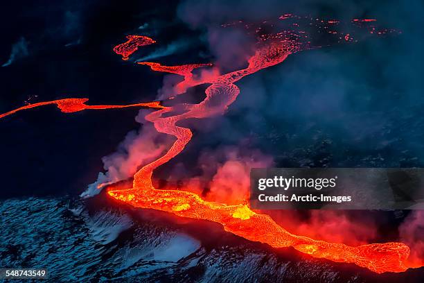 small part of lava flowing, iceland - lava foto e immagini stock