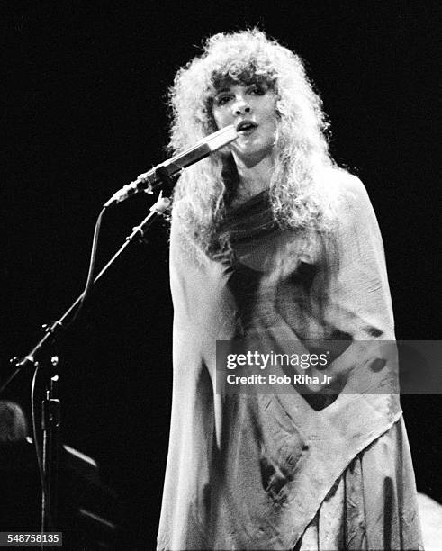 American musician Stevie Nicks of the group Fleetwood Mac performs onstage at the Los Angeles Forum, Inglewood, California, December 6, 1979.