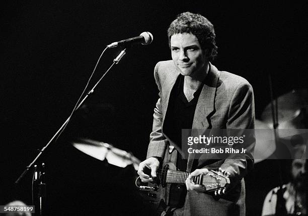 American musician Lindsey Buckingham of the group Fleetwood Mac performs onstage at the Los Angeles Forum, Inglewood, California, December 6, 1979....