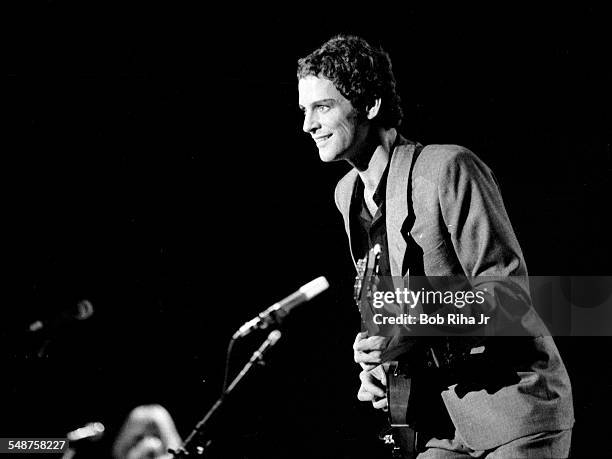 American musician Lindsey Buckingham of the group Fleetwood Mac performs onstage at the Los Angeles Forum, Inglewood, California, December 6, 1979.