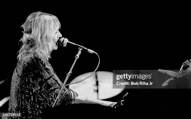 British musician Christine McVie of the group Fleetwood Mac performs onstage at the Los Angeles Forum, Inglewood, California, December 6, 1979.