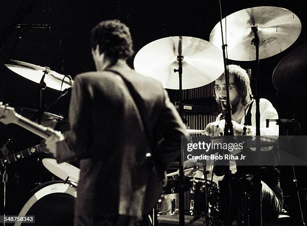 British musician Mick Fleetwood of the group Fleetwood Mac performs onstage at the Los Angeles Forum, Inglewood, California, December 6, 1979. In the...