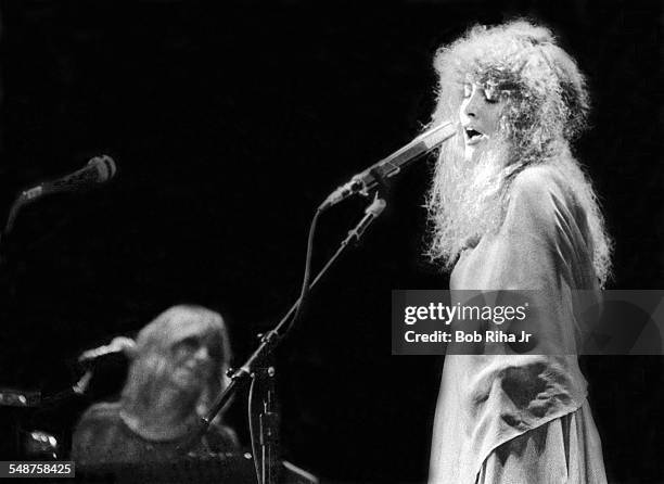 American musician Stevie Nicks of the group Fleetwood Mac perform onstage at the Los Angeles Forum, Inglewood, California, December 6, 1979. In the...