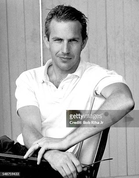 Portrait of American actor Kevin Costner during a photo shoot, Los Angeles, California, August 7, 1985.