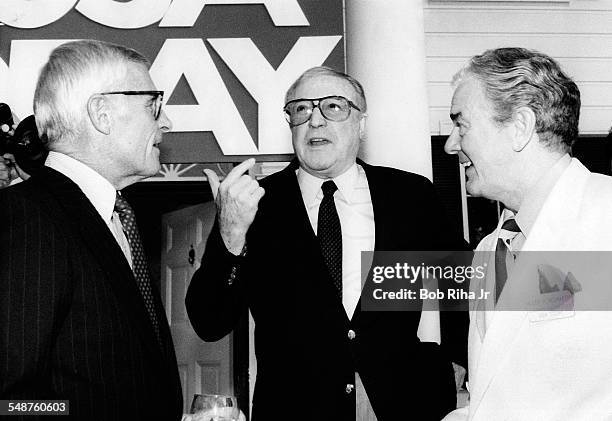 At Culver Studios during the 5th anniversary celebration of the USA Today newspaper, American television producer Grant Tinker , actor and dancer...