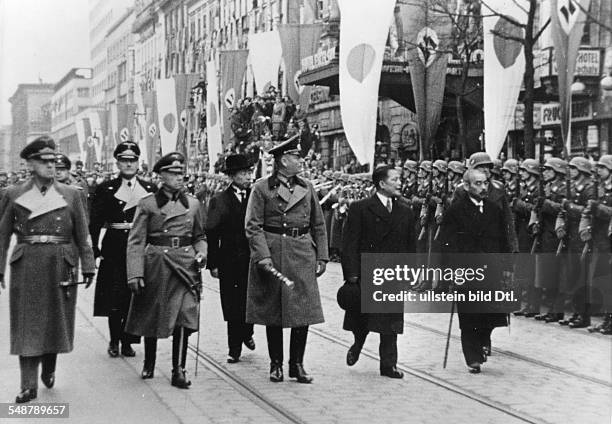 Germany Free State Prussia Berlin : Japanese foreign minister Matsuoka taking the guard of honour upon his arrival in Berlin; to his right: Japanese...