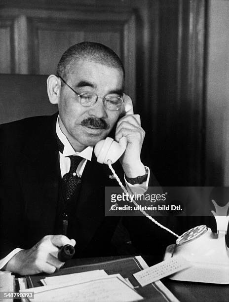 Germany Free State Prussia Berlin : Japanese foreign minister Matsuoka on the phone in his office in Bellevue Palace, the guest house of the German...