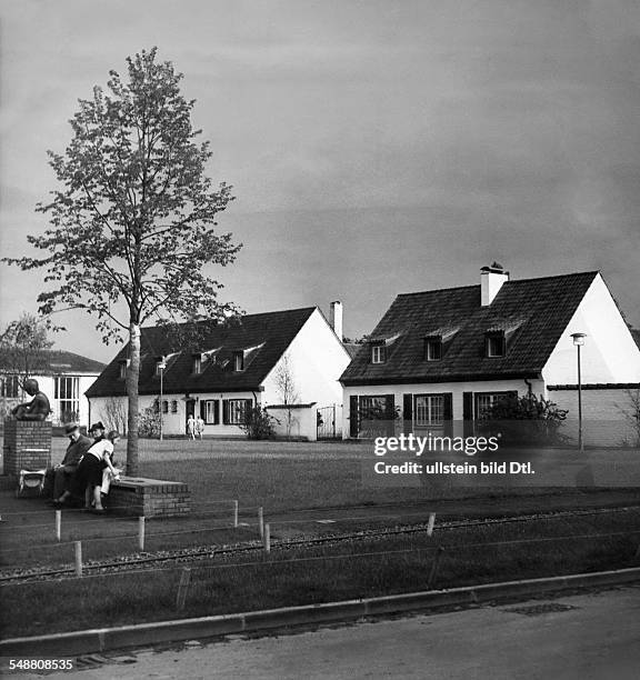 One family houses in the 'Schlageter-Siedlung' in Duesseldorf - around 1937 - Photographer: Hedda Walther - Published by: 'Die Dame' 15/1937 Vintage...