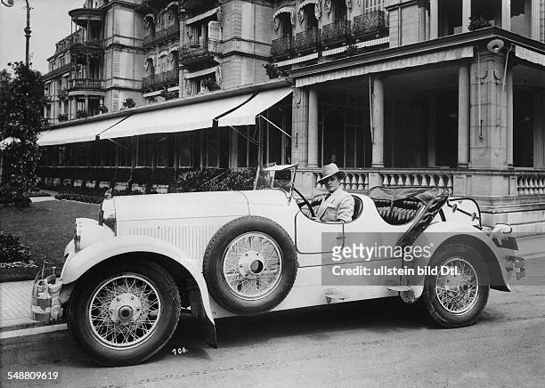Germany Baden Free State Prince Albrecht zu Hohenlohe in his Chrysler car during a car beauty contest in Baden-Baden - about 1927 - Photographer:...
