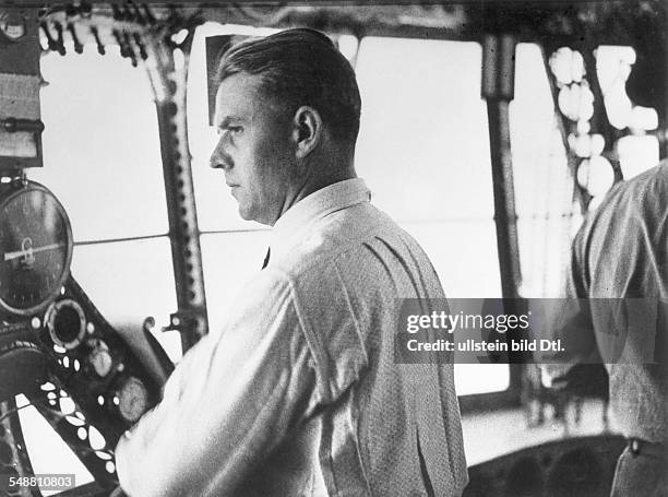 Polar flight of the LZ 127 'Graf Zeppelin': - Knut Eckener in the leader car of the zeppelin - - Photographer: Walter Bosshard - Vintage property of...