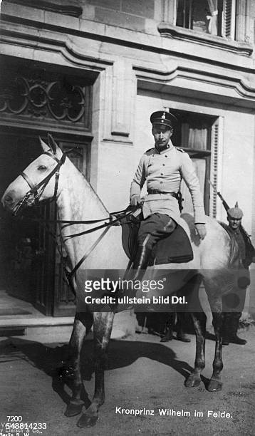 William, German Crown Prince *06.05.1882-+ the oldest son of Wilhelm II, German Emperor Crown Prince untill 1918 - Portrait on the horse - about 1917...