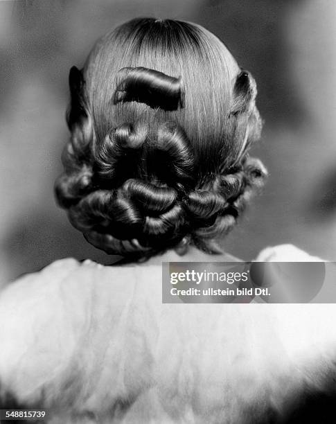 The actress Patricia Paterson with a stylish braided hair on hers neck - about 1935 - Photographer: P.von Hamm - Published by: 'B.Z.' Vintage...
