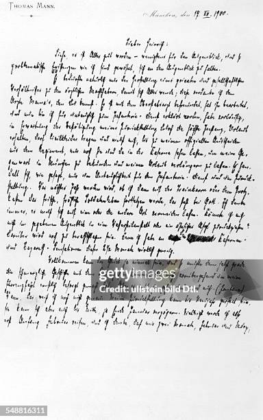 Mann, Thomas - Writer, D *06.06.1875-+ Nobel Prize laureate 1929 - a letter to Heinrich Mann, written by his brother Thomas Mann from - about 1930...