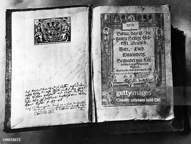 Luther, Martin - Priest, Reformer, D *10.11.1483-18.02.1546+ - the first full edition of the translated bible by Martin Luther - about 1930 -...
