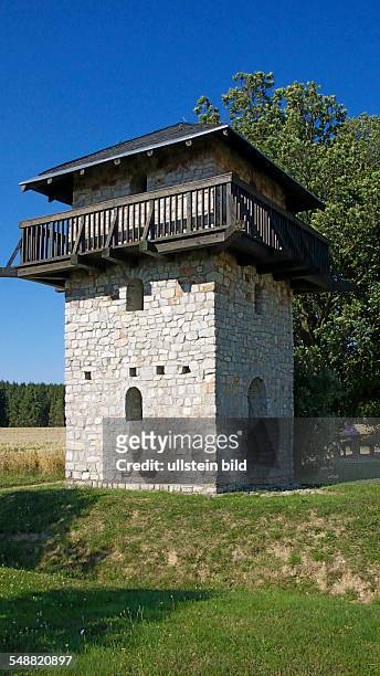 Dill, Sohr Brook, Sohr Brook Valley, Hunsrueck, Rhineland-Palatinate, Roman Limes, Ausonius Road, Roman tower, defence tower