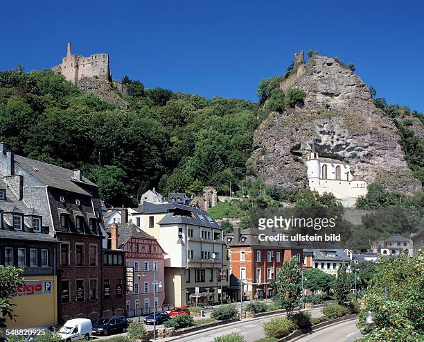 Germany, Idar-Oberstein, Nahe, Nahe Valley, Idar brook, Hunsrueck, Rhineland-Palatinate, panoramic view, castle ruin Oberstein, castle Oberstein,...