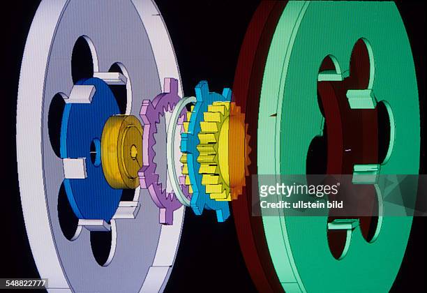 Germany, Mainz: Institute for Micro Technology - graphic of a planetary gears. -