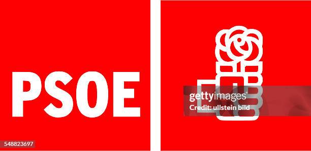 Logo of the Spanish socialist workers' party PSOE - Partido Socialista Obrero Espanol.