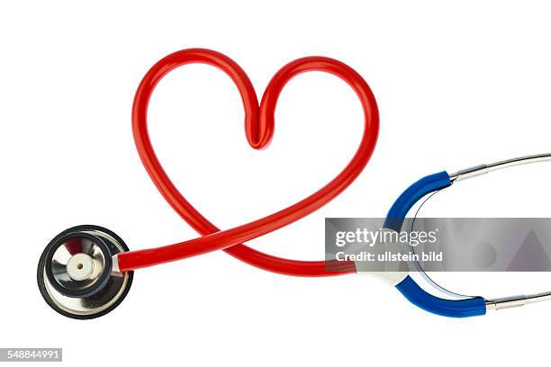 Symbolic photo heart attack, heart disease, heart-shaped stethoscope