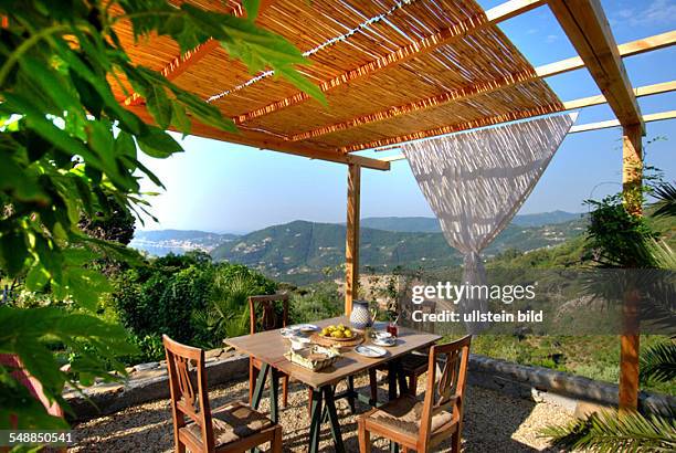 Italy Liguria - cottage in the mountains, terrace and view to the Sea -