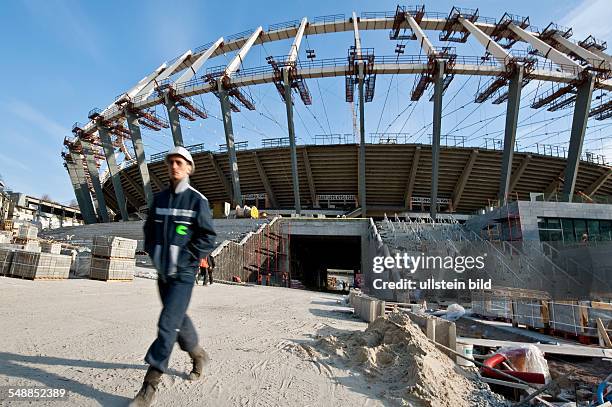 Ukraine Kyiv - Building site of the Olimpic National Sports Complex, expected to host the final match of the European Football Championship 2012