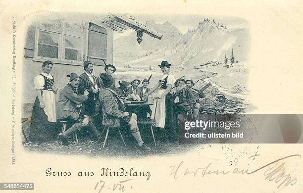 Germany Bavaria Allgaeu - Postcard 'Greetings from Hindelang' - 1898