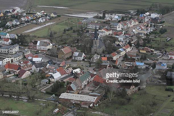 Germany Saxony-Anhalt - tornado was damaging roofs , aerial view