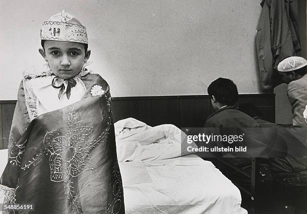 Germany Hesse Kassel - a boy wearing uniform at theTurkish festival of circumcision at the Ayasofya mosque - 1982