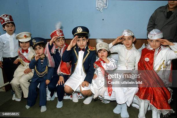 Germany Hesse Kassel - Turkish boys wearing uniform at theTurkish festival of circumcision at the Ayasofya mosque - 1982