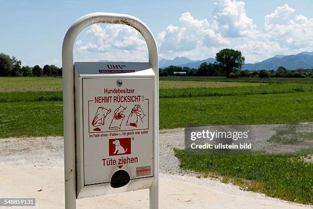 Germany Bavaria - spending box for plastic bags to pick up dog excrements