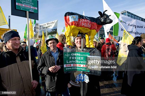 Germany Berlin Mitte - protest against Genfood , contamination with dioxin, not species-appropriate husbandry -