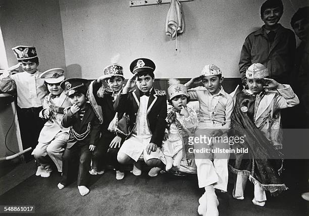 Germany Hesse Kassel - Turkish boys wearing uniform at theTurkish festival of circumcision at the Ayasofya mosque - 1982