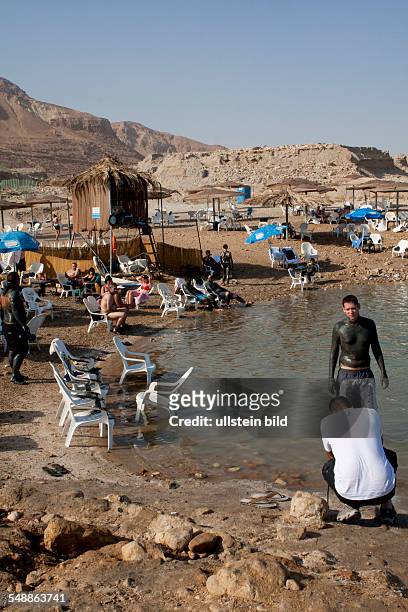 Israel - People at the 'Mineral beach' at the Dead Sea