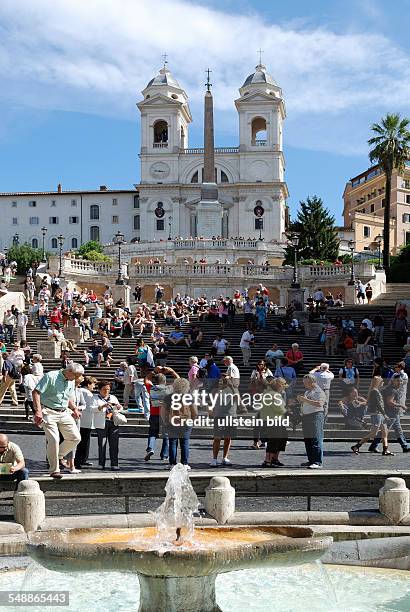 Italy Lazio Roma - Spanish steps at the 'Piazza di Spagna' and the church 'Trinita dei Monti'