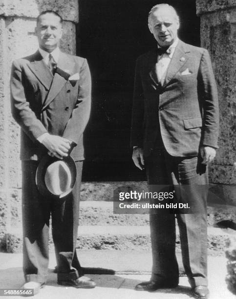 Ciano, Galeazzo - Politician, Italy *18.03..1944+ Foreign Minister Ciano on a visit to Fuschl: Ciano and a Foreign Minister of Germany Joachim v....
