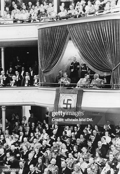 Third Reich - Nuremberg Rally 1938 Gala performance of the 'Meistersinger' in the opera house; in the VIP box from the right: the head of the Nazi...