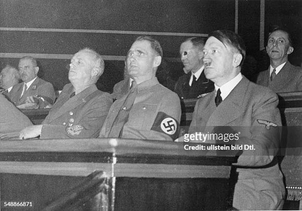 Hitler, Adolf - Politician, NSDAP, Germany *20.04.1889-+ Treasury bench during the opening of a Reichstag meeting at the Krolloper in Berlin - from...