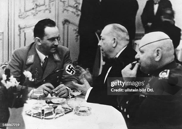 Protectorate Bohemia and Moravia, Gauleiter Konrad Henlein having a conversation with former Prime Minister General Jan Syrovy and former ambassador...