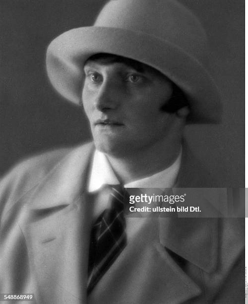 With, Claire - Writer, Journalist, Germany - Portrait with a hat and tie - Photographer: Fotografisches Atelier Ullstein - 1931 Vintage property of...
